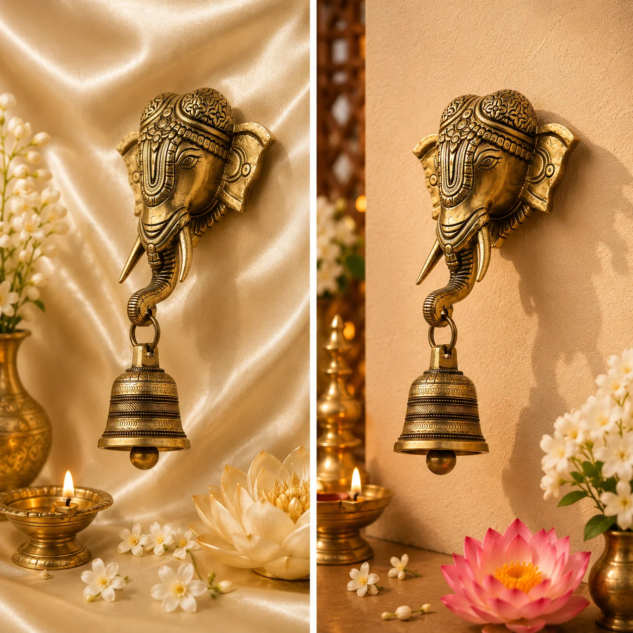 Brass Ganesha with Hanging Bell - Image 3
