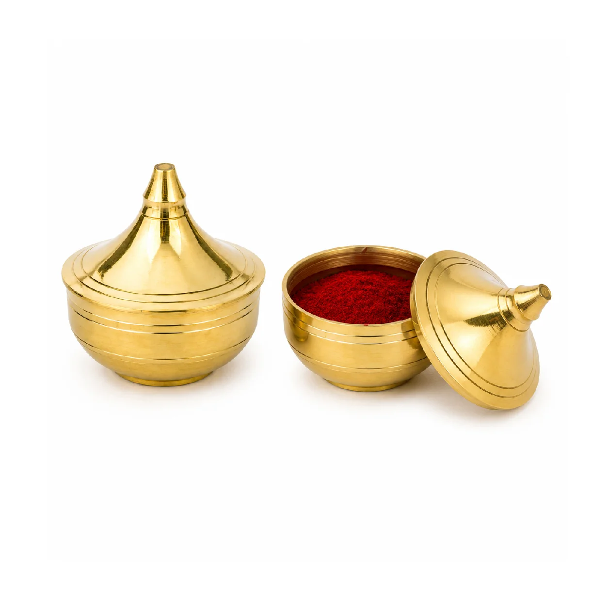 Brass Haldi Kumkum Container with Lid - Image 3