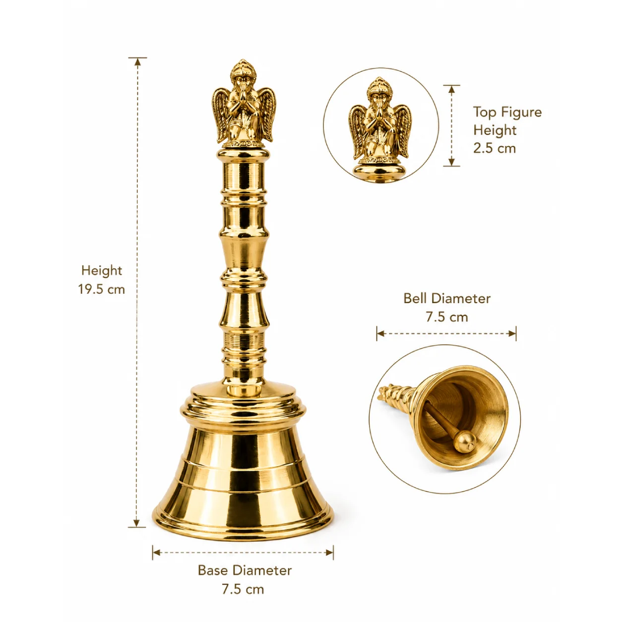 Traditional Brass Pooja Bell with Decorative Handle - Image 4