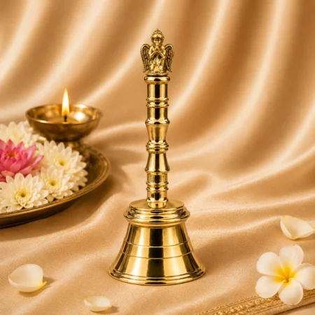 Traditional Brass Pooja Bell with Decorative Handle