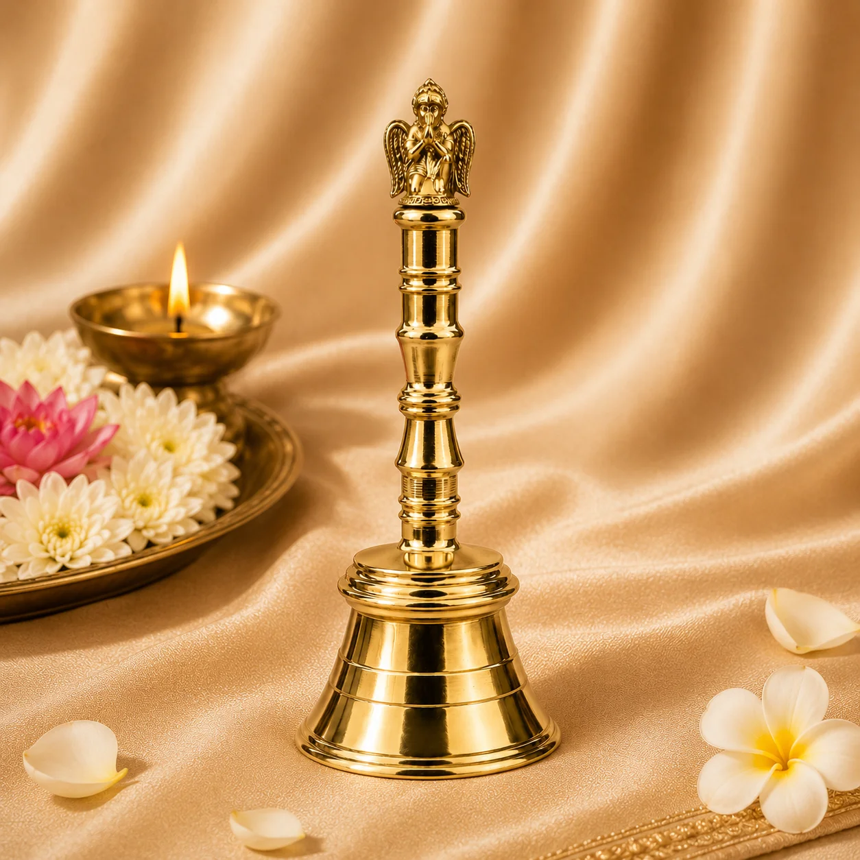 Traditional Brass Pooja Bell with Decorative Handle
