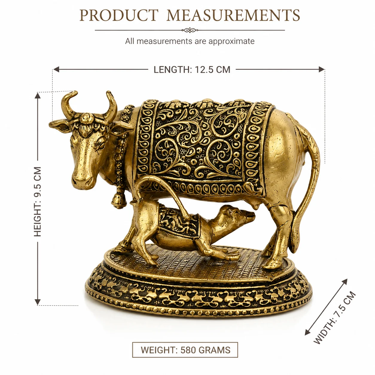 Brass Kamdhenu with Calf - Image 5