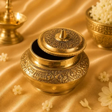 Brass Sindoor Dabbi with Lid
