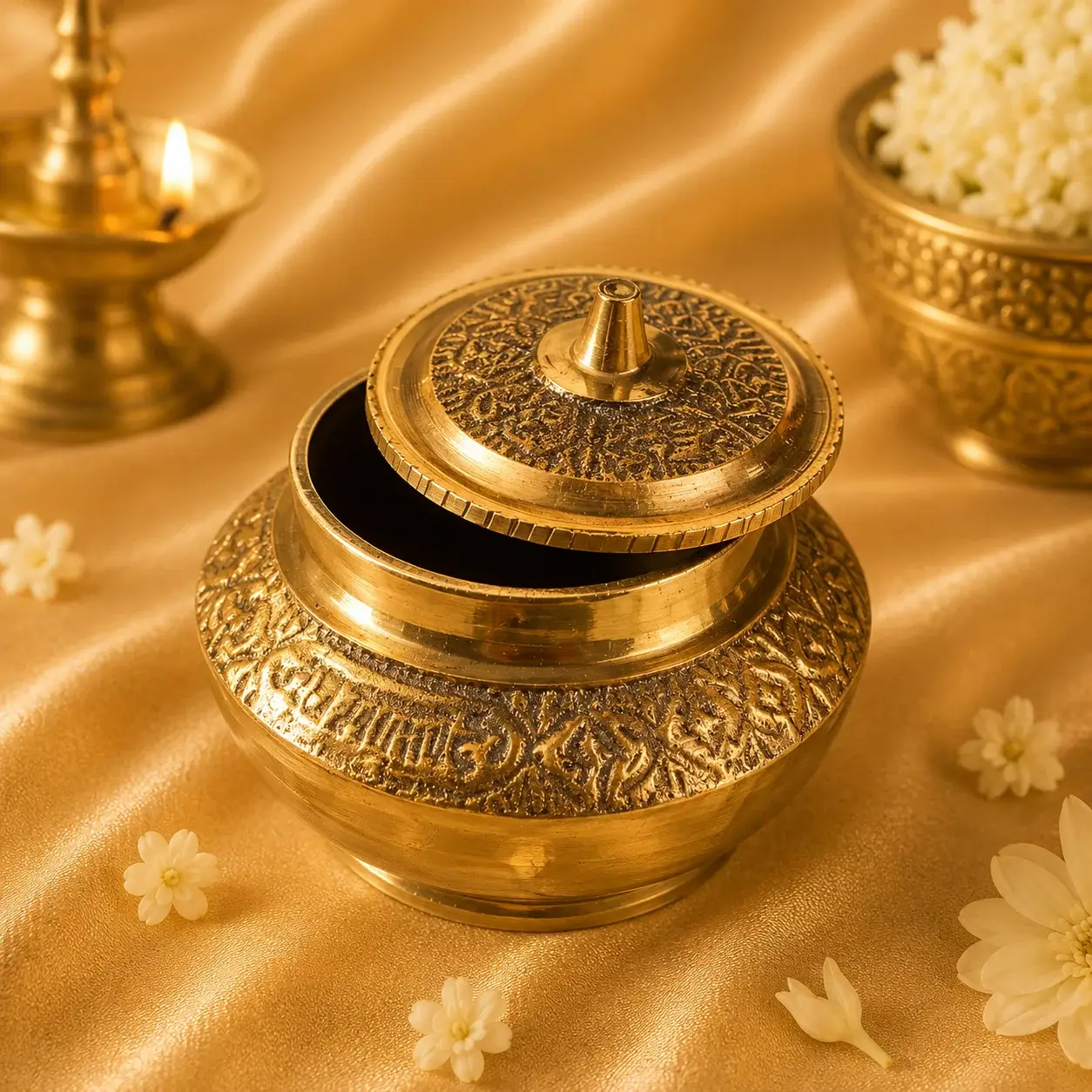 Brass Sindoor Dabbi with Lid