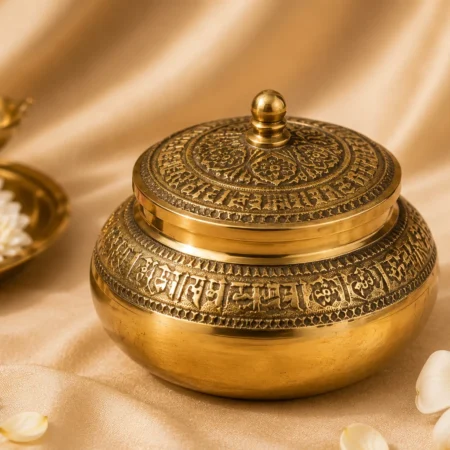 Brass Sindoor Dabbi with Lid