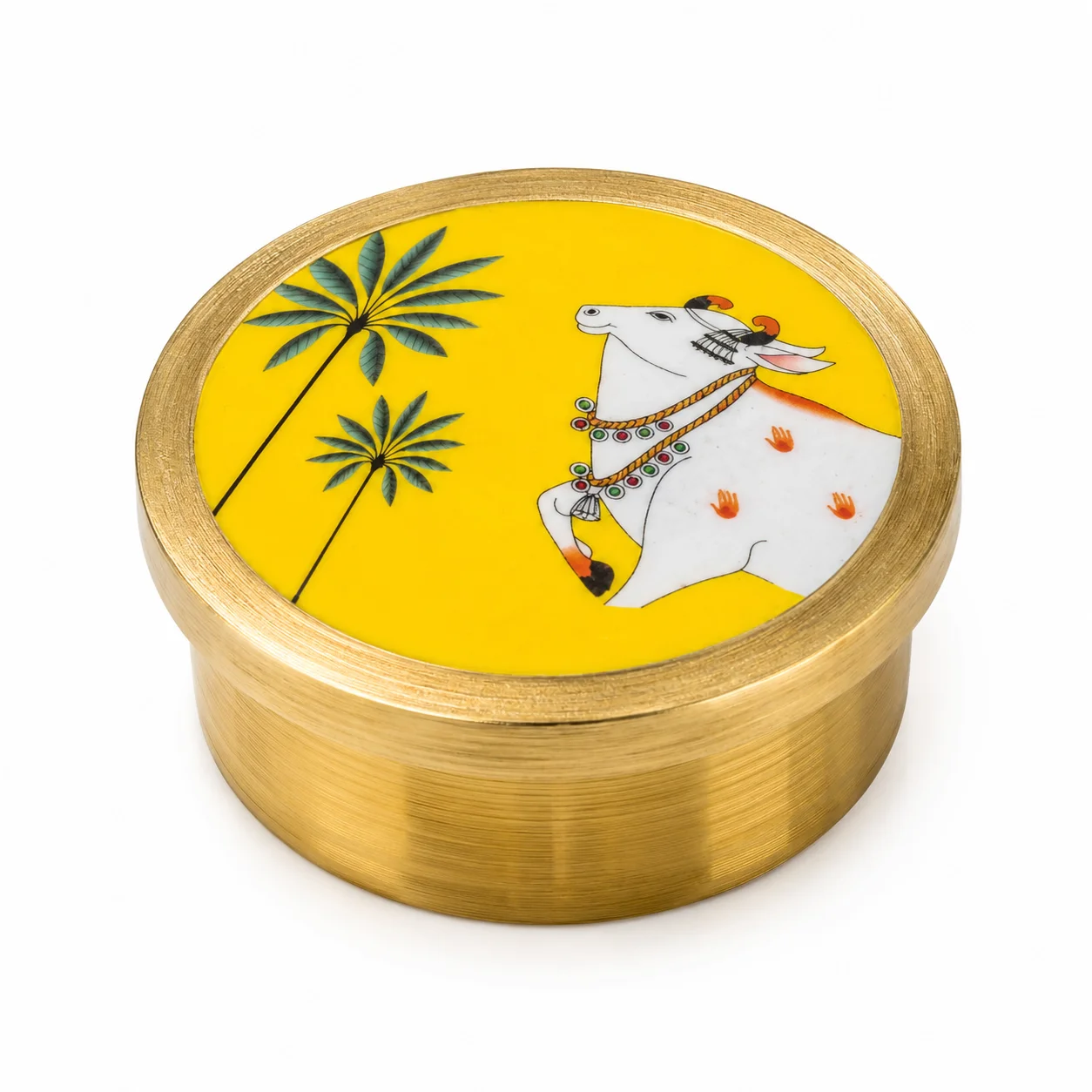 Brass Trinket Box with Decorative Lid - Image 2