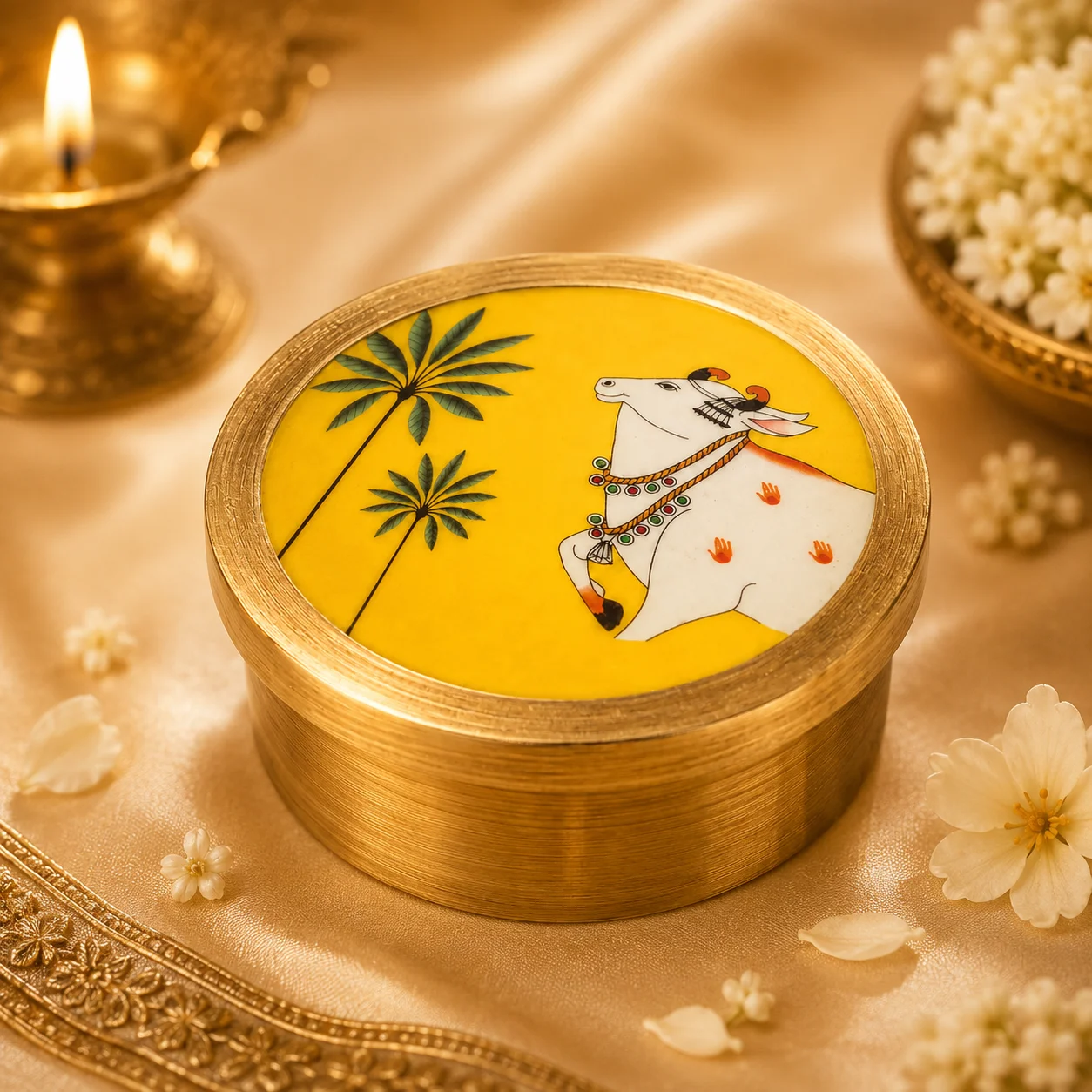 Brass Trinket Box with Decorative Lid