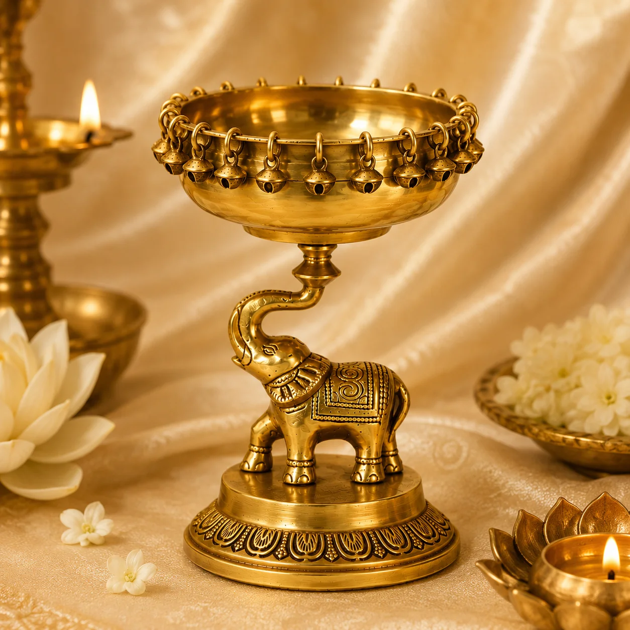 Brass Elephant Decor Urli