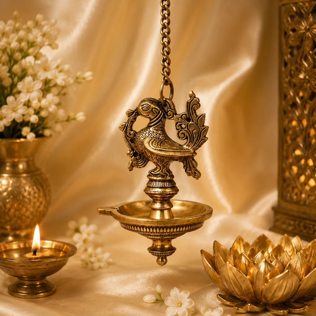 Pure Brass Peacock Hanging Bell